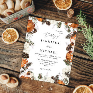 Budget Orange & White Floral Rustic Wedding Flyer