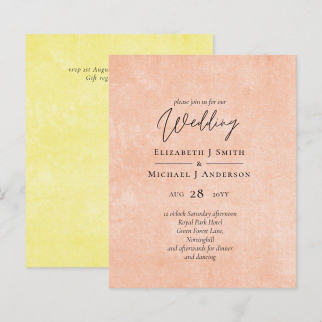 BUDGET Orange Yellow Script Wedding (Front/Back)