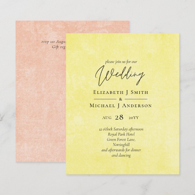 BUDGET Orange Yellow Script Wedding (Front/Back)
