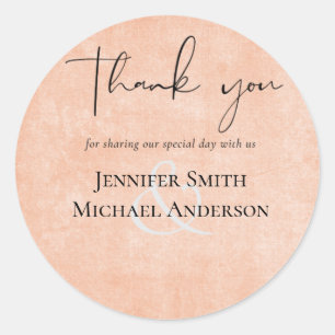 BUDGET Orange Yellow Script Wedding Classic Round Sticker