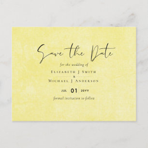 BUDGET Orange Yellow Script Wedding Postcard