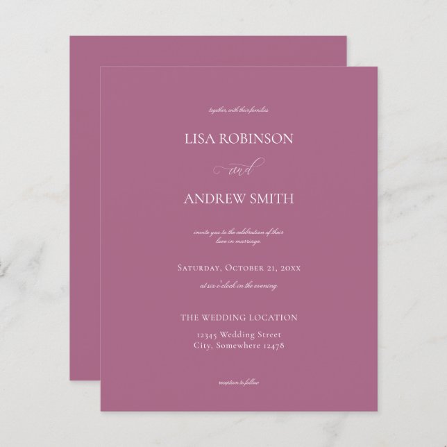 Budget Orchard Purple Calligraphy Wedding (Front/Back)