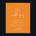 Budget Organge Wedding Invitation Flyer<br><div class="desc">This card features a handwritten font and modern minimalist design. Easily change the colours and edit *most* wording to meet the needs of your occasion. This invite is perfect for your contemporary, industrial, or bohemian wedding celebration. Budget Paper is thin! ***Upgrade for a thicker paper. Envelopes are not included with...</div>