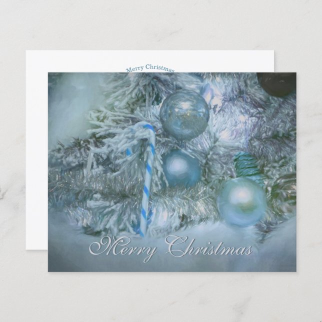 Budget Ornaments Merry Christmas Blue Teal Holiday (Front/Back)