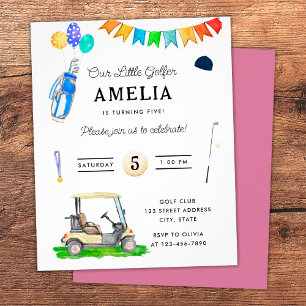 Budget Our Little Golfer Pink Kids Golf Birthday Flyer