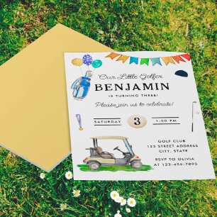 Budget Our Little Golfer Yellow Kids Golf Birthday Flyer