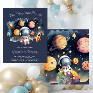 Budget Outerspace Planets 1st Birthday Invitation
