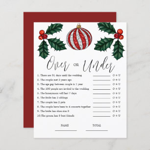 Budget Over or Under Christmas Bridal Game