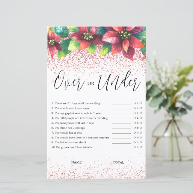 Budget Over or Under Christmas Bridal Game (Standing Front)