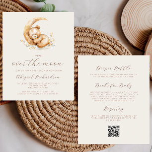 Budget Over the Moon Bear QR Code Baby Shower