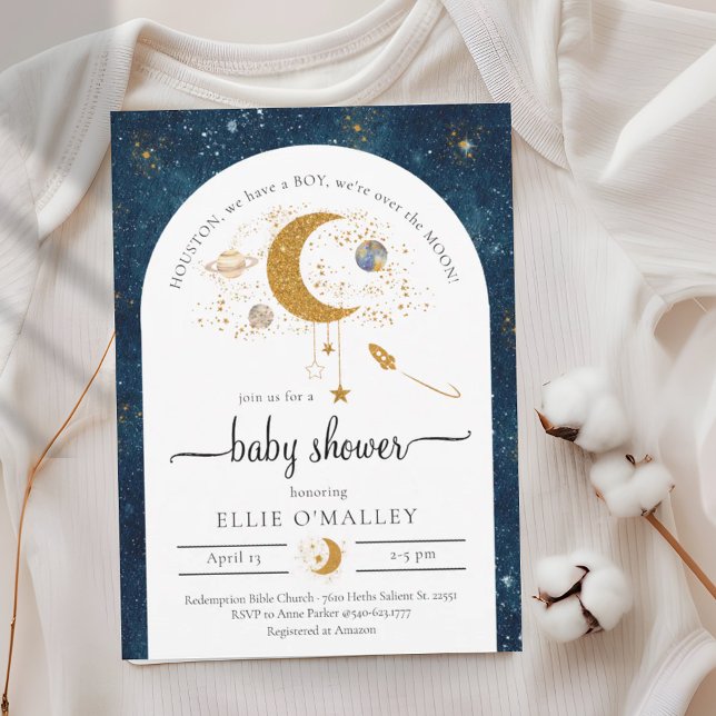 Budget Over The Moon Space Baby Shower Invitation (Budget Over The Moon Space Baby Shower Invitation)