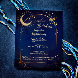 Budget Over the Moon starry night Baby Shower invi