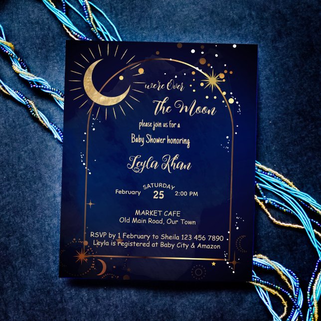 Budget Over the Moon starry night Baby Shower invi (Creator Uploaded)