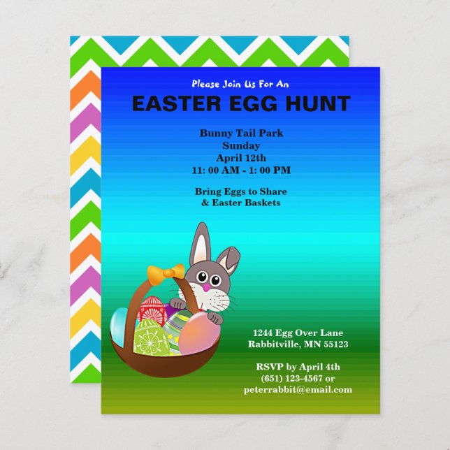 Budget Painted Eggs & Bunny Easter Egg Hunt Paper (Front/Back)