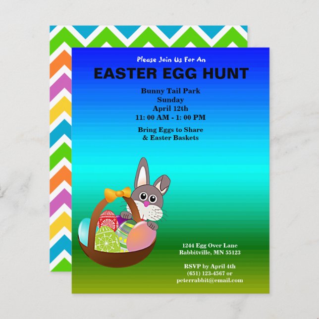 Budget Painted Eggs & Bunny Easter Egg Hunt Paper (Front/Back)