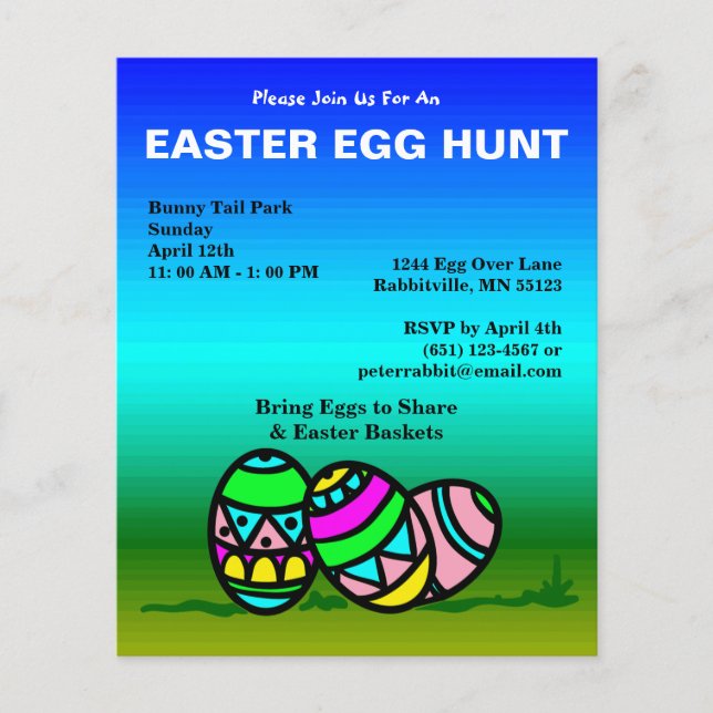 Budget Painted Eggs Easter Egg Hunt Invitation Flyer (Front)