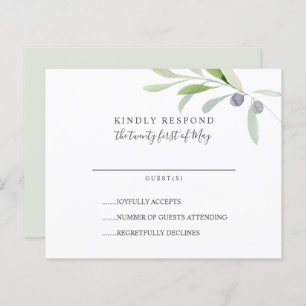 BUDGET Painted Olive leaves branch Wedding RSVP