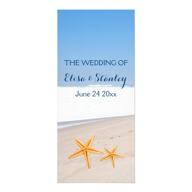 BUDGET Pair of starfish beach wedding program Rack Card (Front)