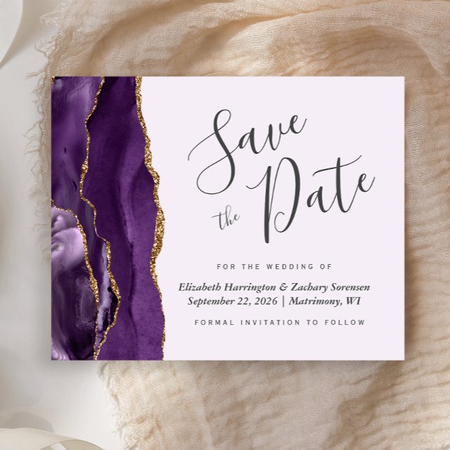 Budget Pale Purple Agate Wedding Save the Date (Creator Uploaded)