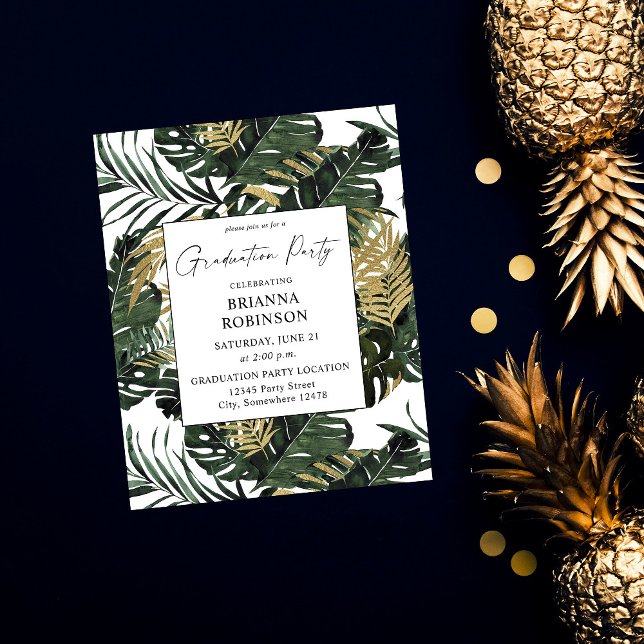 Budget Palm Leaf & Gold Graduation Party Flyer (Creator Uploaded)