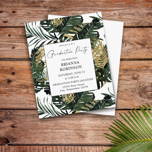Budget Palm Leaf & Gold Greenery 1Graduation Party (Creator Uploaded)
