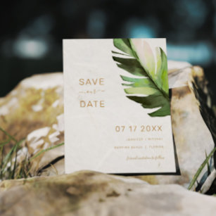 Budget Palm Leaf Tropical Save The Date Card