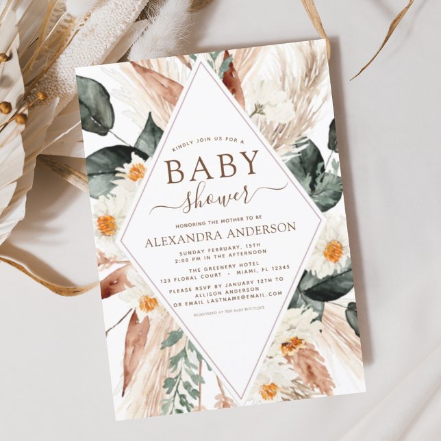 Budget Pampas Grass Baby Shower Boho Eucalyptus Flyer (Creator Uploaded)