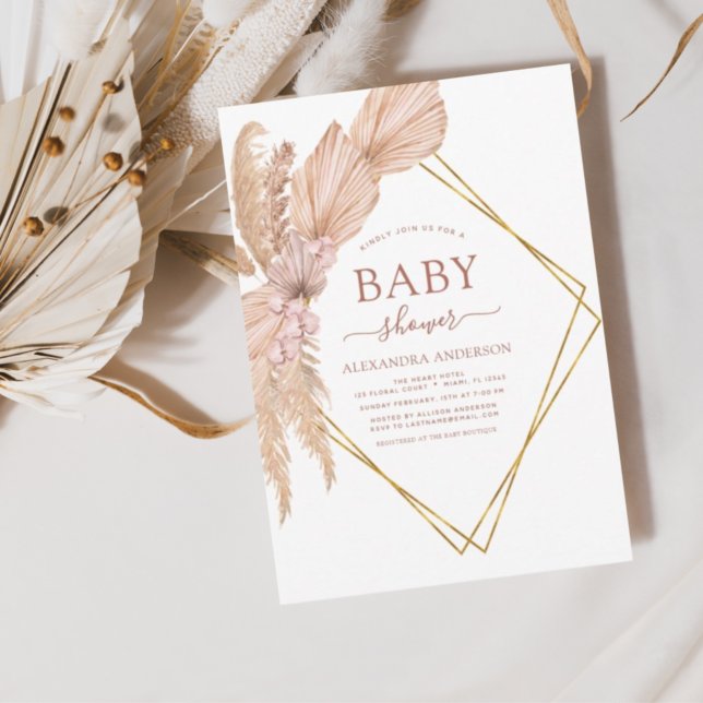 Budget Pampas Grass Baby Shower Boho Invitation (Creator Uploaded)