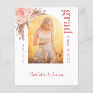 Budget pampas grass blush graduation thank you