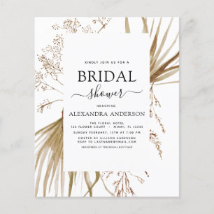 Budget Pampas Grass Bohemian Boho Bridal Shower Flyer