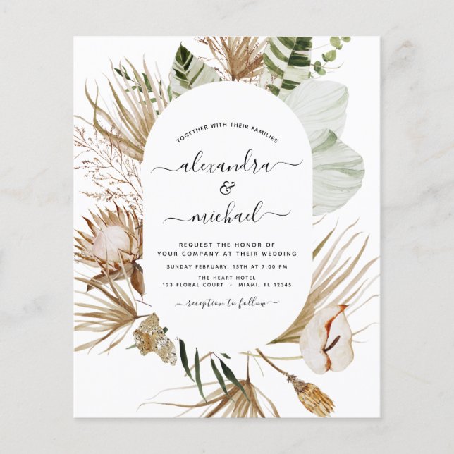 Budget Pampas Grass Bohemian Eucalyptus Wedding  F Flyer (Front)