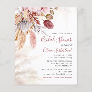 Budget Pampas Grass Bridal Shower Invitation