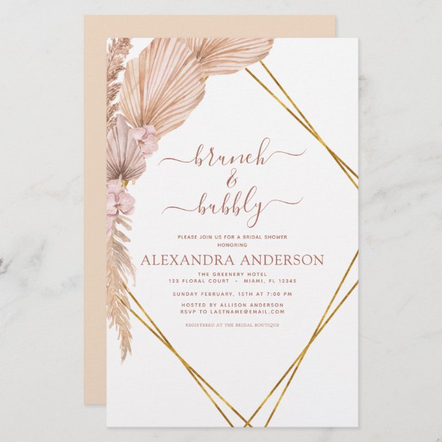 Budget Pampas Grass Brunch Bubbly Boho (Front/Back)