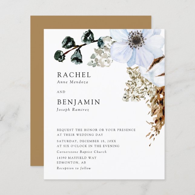 Budget Pampas Grass Elegant Boho Wedding Floral  (Front/Back)