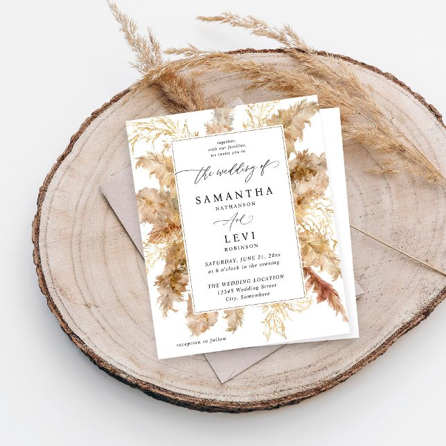 Budget Pampas Grass & Gold Boho Wedding (Creator Uploaded)