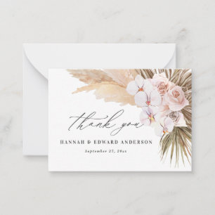 budget Pampas grass modern boho wedding thank you Card