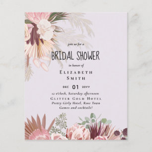 BUDGET Pampas Grass PHOTO Bridal Shower Invite Flyer