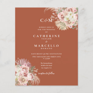Budget Pampas Grass Photo Monogram Wedding Invite
