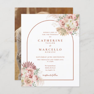 Budget Pampas Grass Photo Wedding Invitation