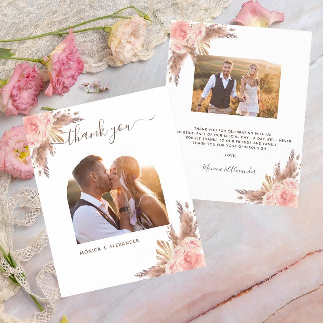 Budget pampas grass photo wedding thank you (Creator Uploaded)