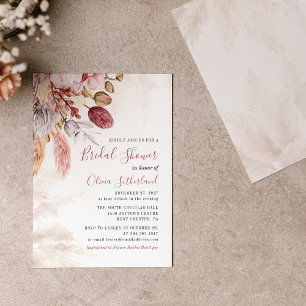 Budget Pampas Grass Tan Bridal Shower Invitation