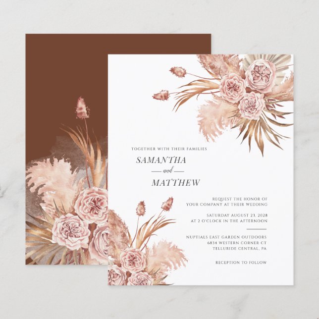 Budget Pampas Grass Terracotta Botanical Wedding (Front/Back)