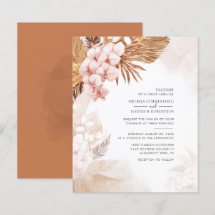 Budget Pampas Grass Terracotta Floral Invitation