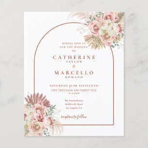 Budget Pampas Grass Terracotta Wedding Invitation