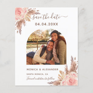 Budget pampas photo qr code wedding Save the Date