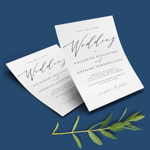 Budget PAPER Minimalist Script Wedding Invitation