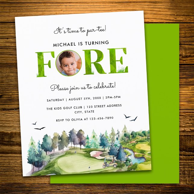 Budget Par-tee 4th Birthday First Birthday Photo Flyer (Front and Back)