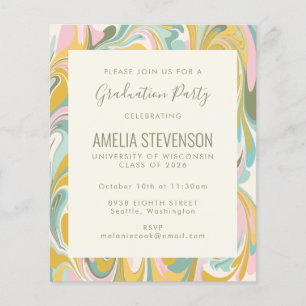 Budget Pastel Marble Graduation Party Invite