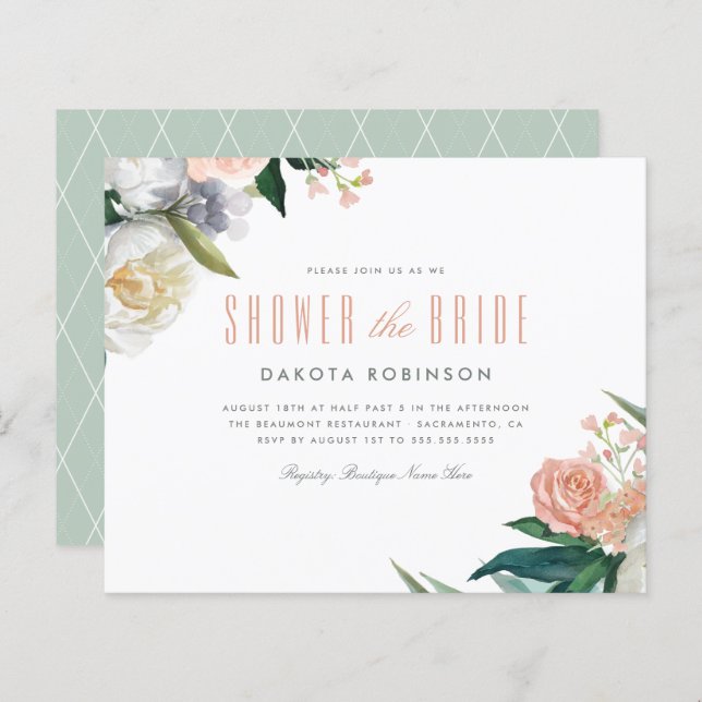 Budget Pastel Waterccolor Floral Bridal Shower (Front/Back)