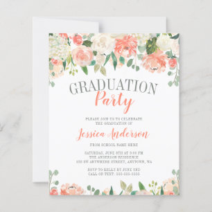 Budget Pastel Watercolor Flower Graduation Party